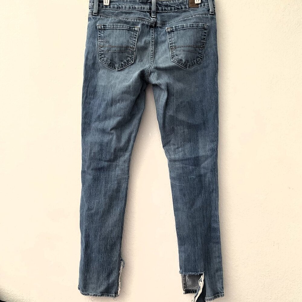 American Eagle Raw Split Hem Distressed Jeans 10r - image 2